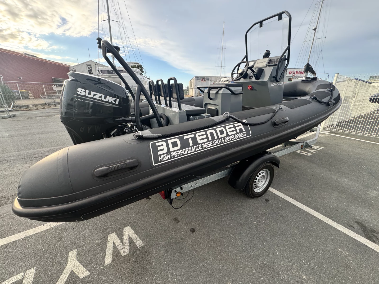 3d tender Nividic 550 Hypalon - Suzuki DF80cv - Remorque routière