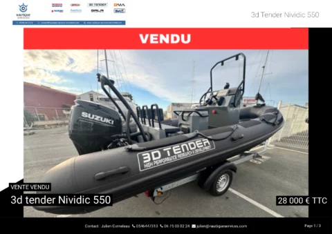 3d tender Nividic 550 Hypalon - Suzuki DF80cv - Remorque routière - photo 15