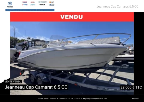 Jeanneau Cap Camarat 6.5 CC - Yamaha 150cv - Remorque routière - photo 12