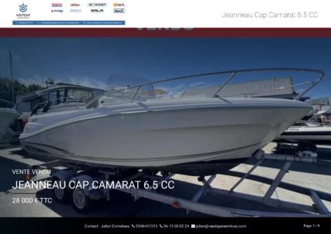 Jeanneau Cap Camarat 6.5 CC - Yamaha 150cv - Remorque routière - photo 13