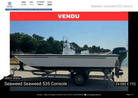Seaweed 535 Console - Suzuki 60ATL - Remorque routière - photo 9